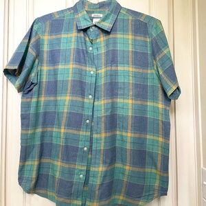 Gap mens plaid cotton/poly s/s button down